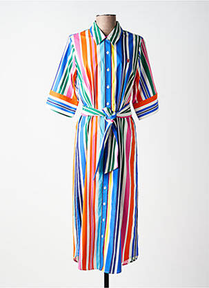 Robe mi-longue manches 3/4 manches 3/4 bleu K-DESIGN femme