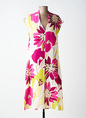 Robe mi-longue coupe fluide manches courtes jaune SCORZZO femme