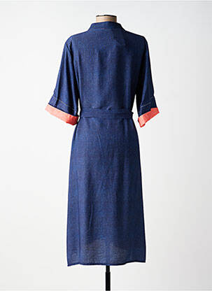 Robe mi-longue manches courtes manches courtes bleu SCORZZO femme