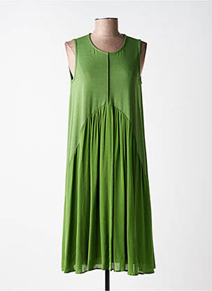 Robe mi-longue coupe fluide sans manche vert OZAI N KU femme