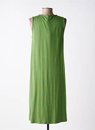Robe mi-longue coupe fluide sans manche vert OZAI N KU femme
