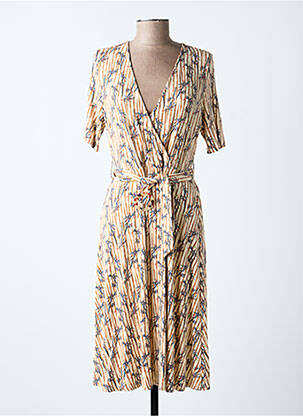 Robe mi-longue manches courtes manches courtes beige SURKANA femme