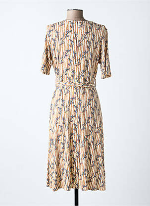 Robe mi-longue manches courtes manches courtes beige SURKANA femme