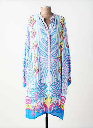 Robe mi-longue coupe fluide manches longues bleu YIPPIE HIPPIE femme