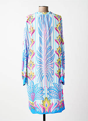 Robe mi-longue coupe fluide manches longues bleu YIPPIE HIPPIE femme