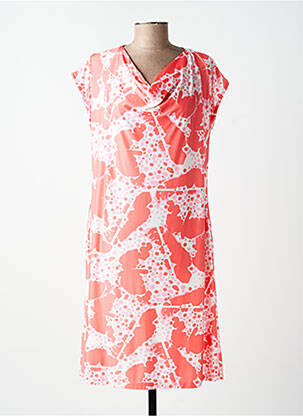 Robe mi-longue imprimé fantaisie manches courtes rose SCORZZO femme