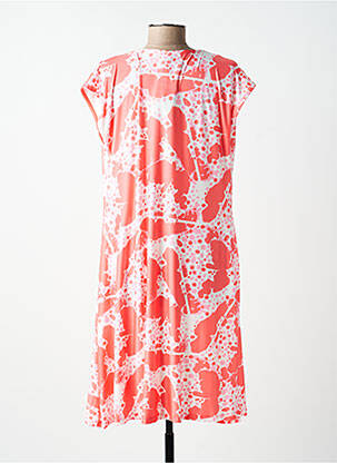 Robe mi-longue imprimé fantaisie manches courtes rose SCORZZO femme