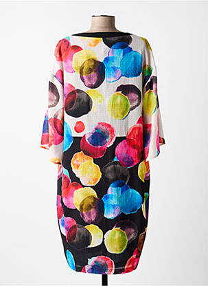 Robe mi-longue coupe fluide manches courtes noir EROKE femme