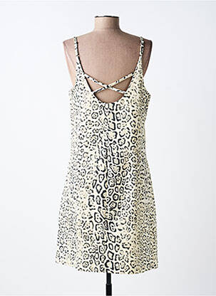 Robe mi-longue col v fines bretelles beige EVA KAYAN femme