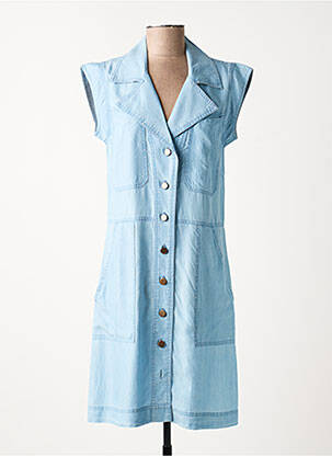 Robe mi-longue manches courtes manches courtes bleu EVA KAYAN femme