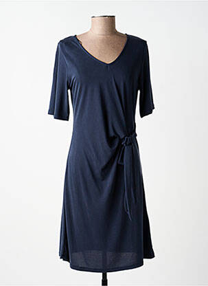 Robe mi-longue manches courtes manches courtes bleu ÉTYMOLOGIE femme