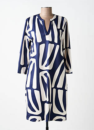 Robe mi-longue manches 3/4 manches 3/4 bleu TUZZI femme