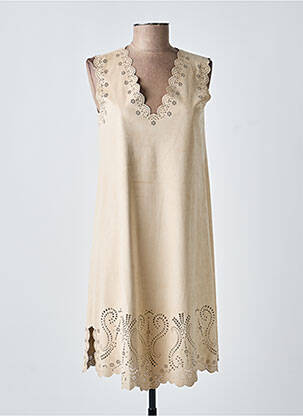 Robe courte sans manche sans manche beige TRICOT CHIC femme