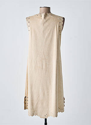 Robe courte sans manche sans manche beige TRICOT CHIC femme