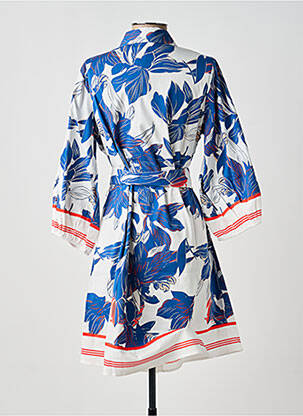 Robe courte imprimé fleurs manches 3/4 bleu K-DESIGN femme