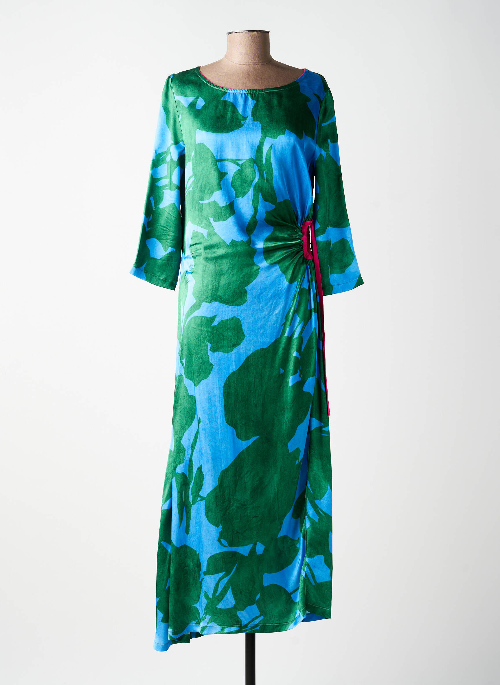 Robe longue imprimé fleurs manches 3/4 bleu ALDO MARTIN'S femme