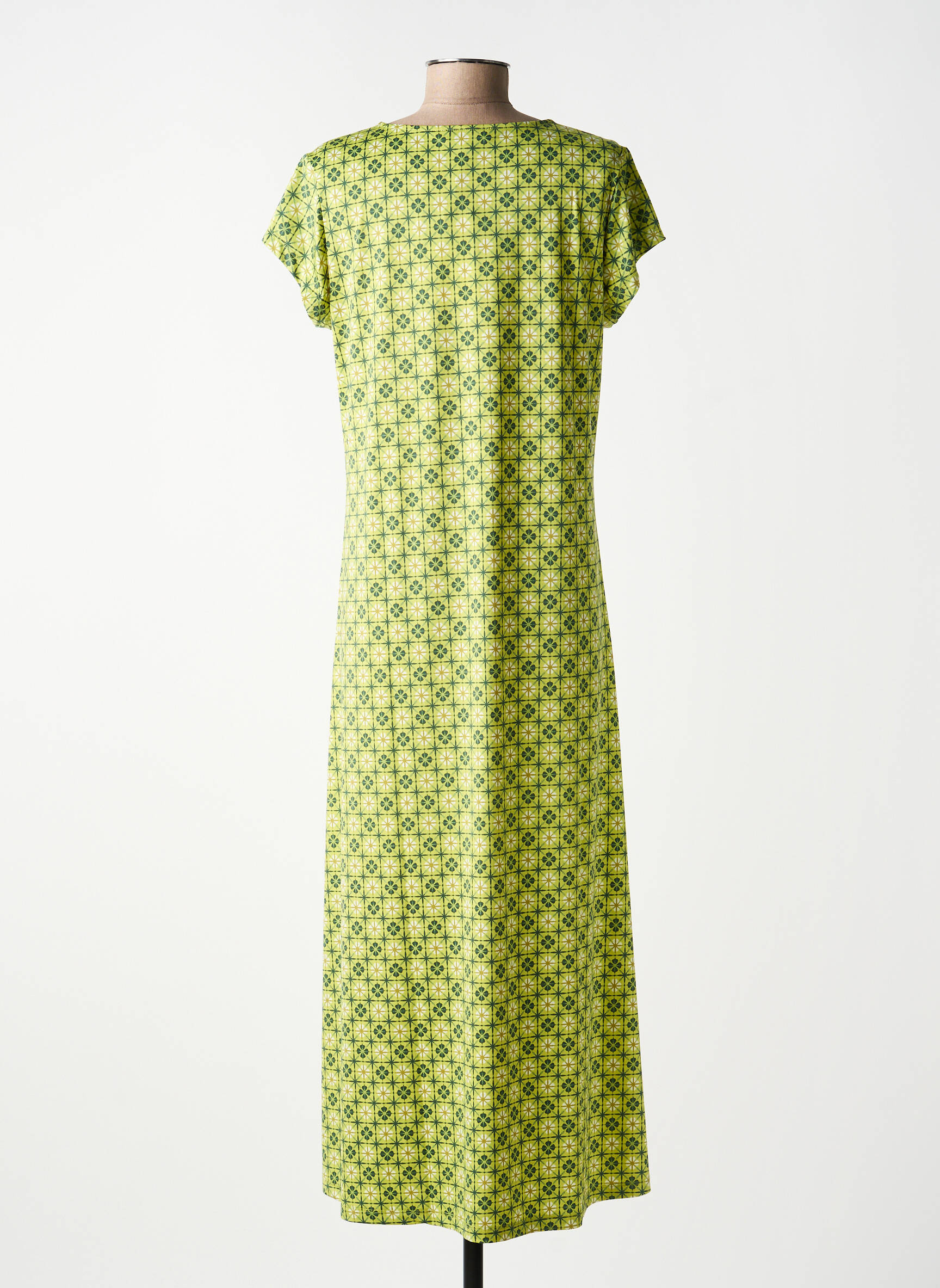 Robe longue manches courtes manches courtes vert SURKANA femme