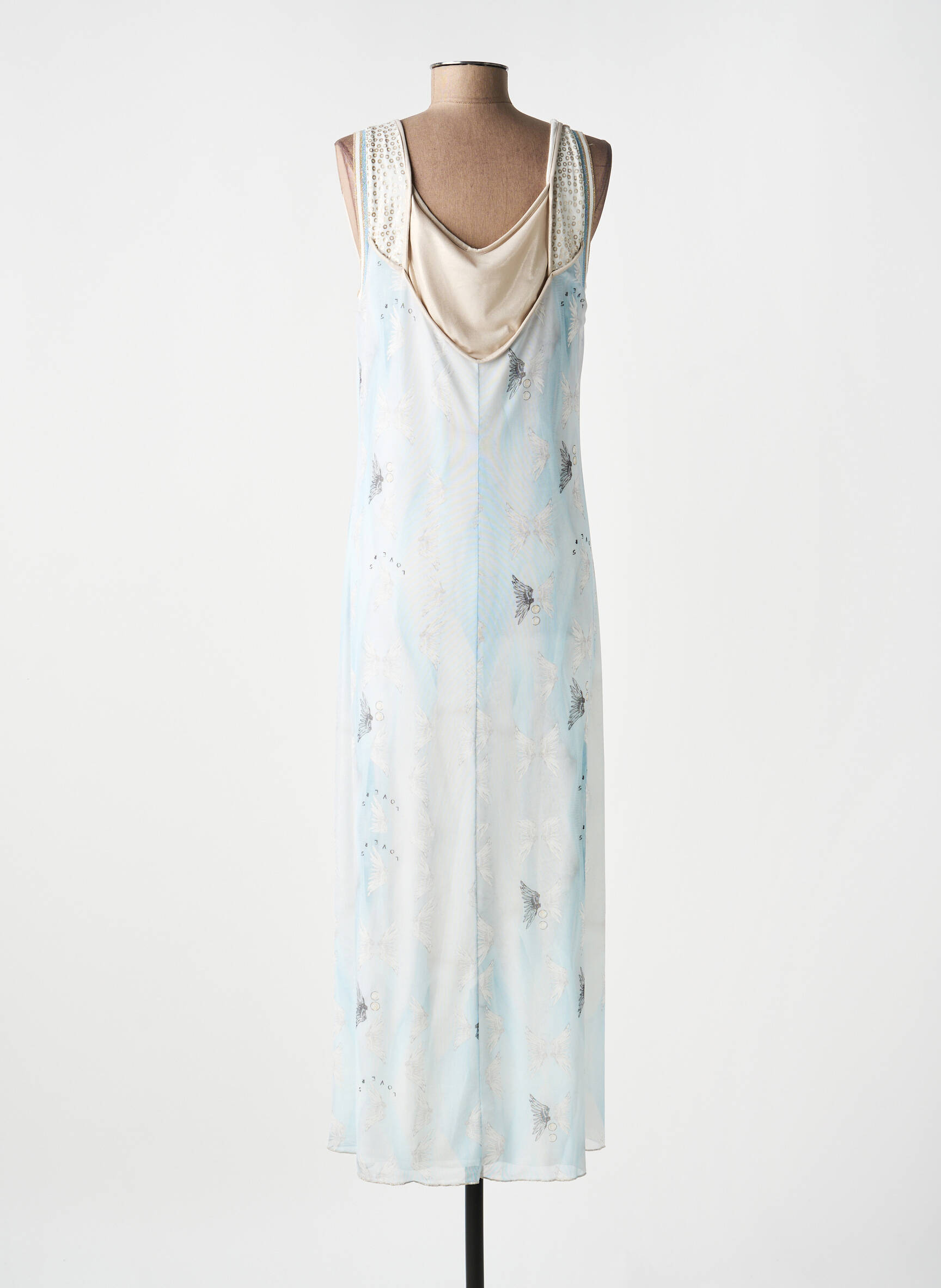Robe longue imprimé fantaisie sans manche bleu ELISA CAVALETTI femme