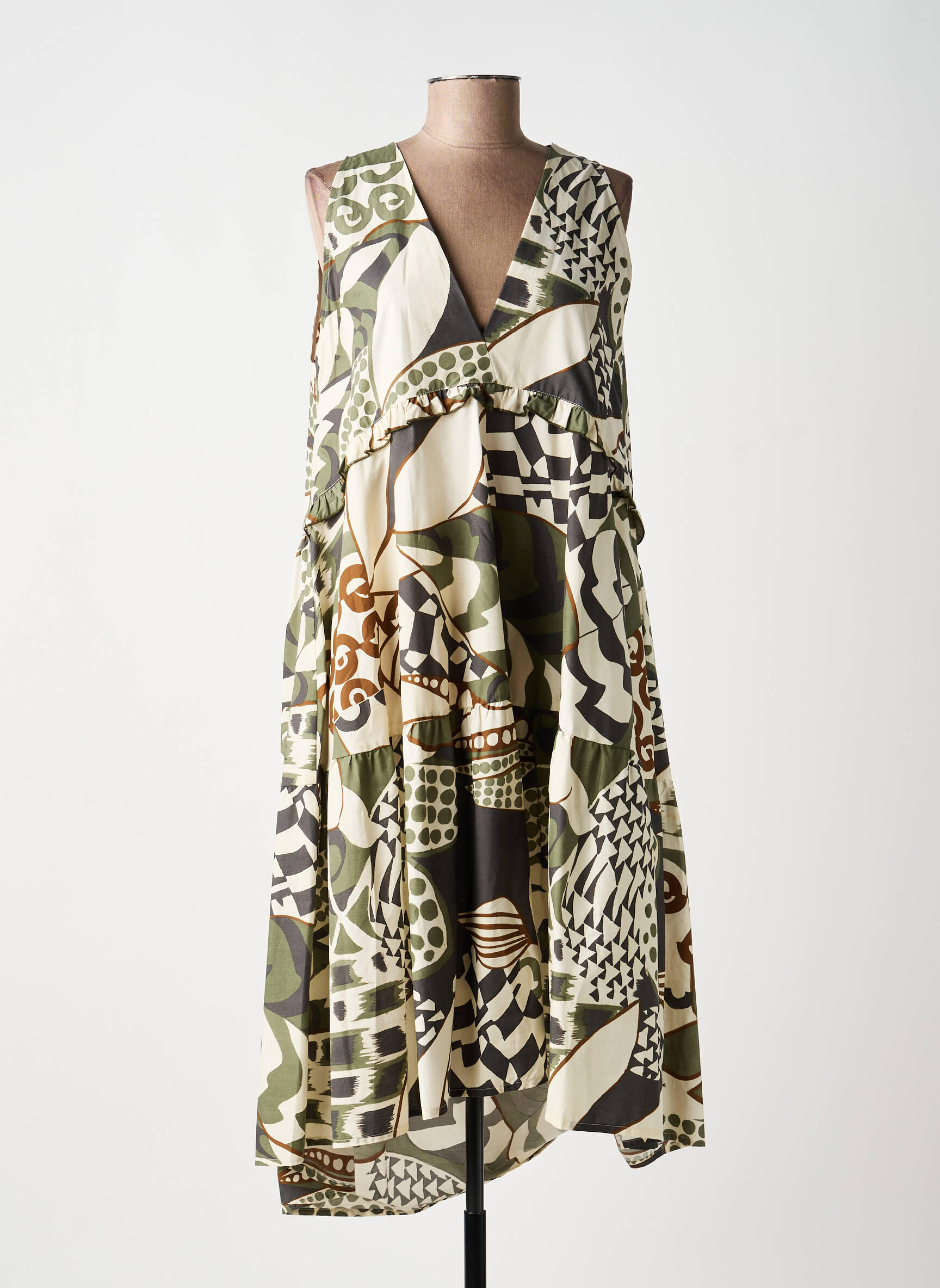 Robe mi-longue sans manche sans manche vert TRICOT CHIC femme