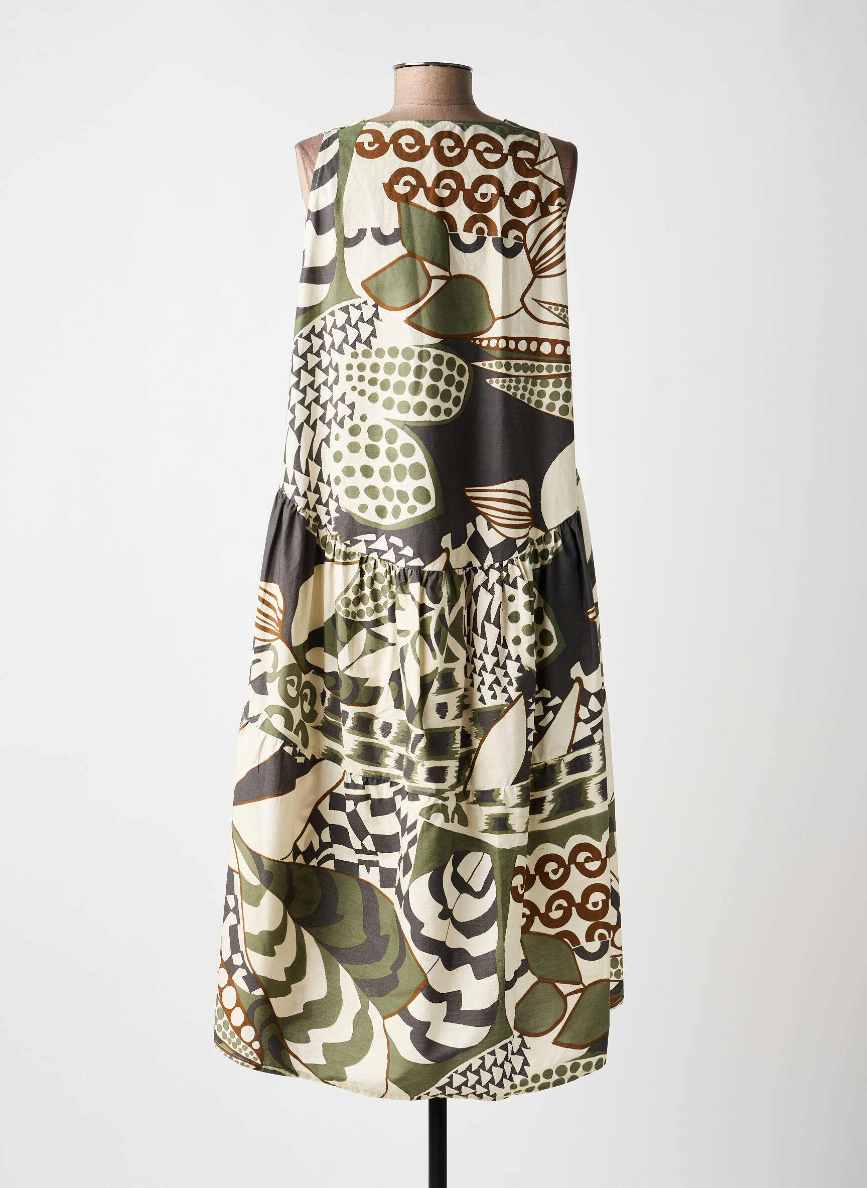 Robe mi-longue sans manche sans manche vert TRICOT CHIC femme