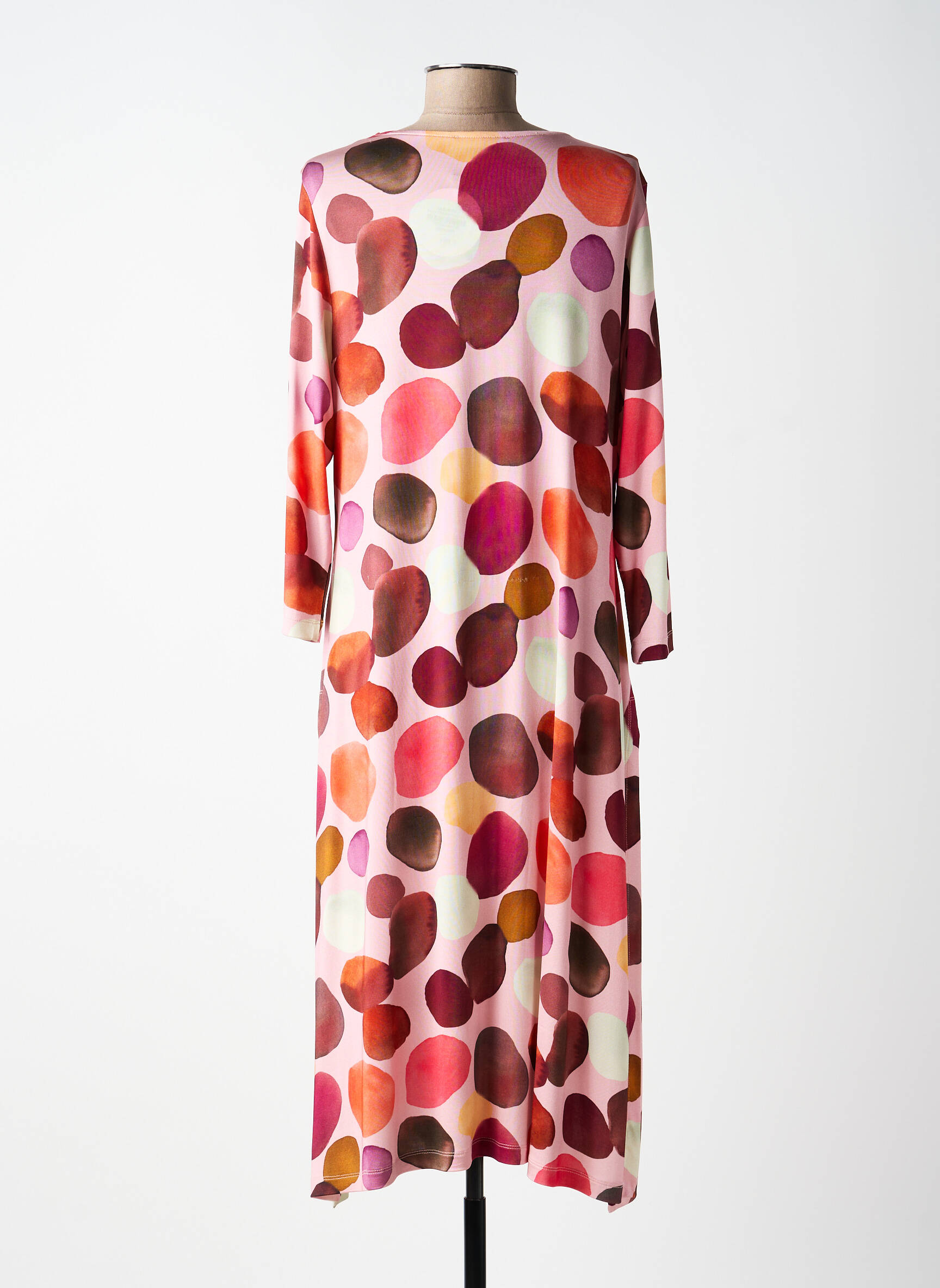 Robe mi-longue manches 3/4 manches 3/4 rose ALEMBIKA femme