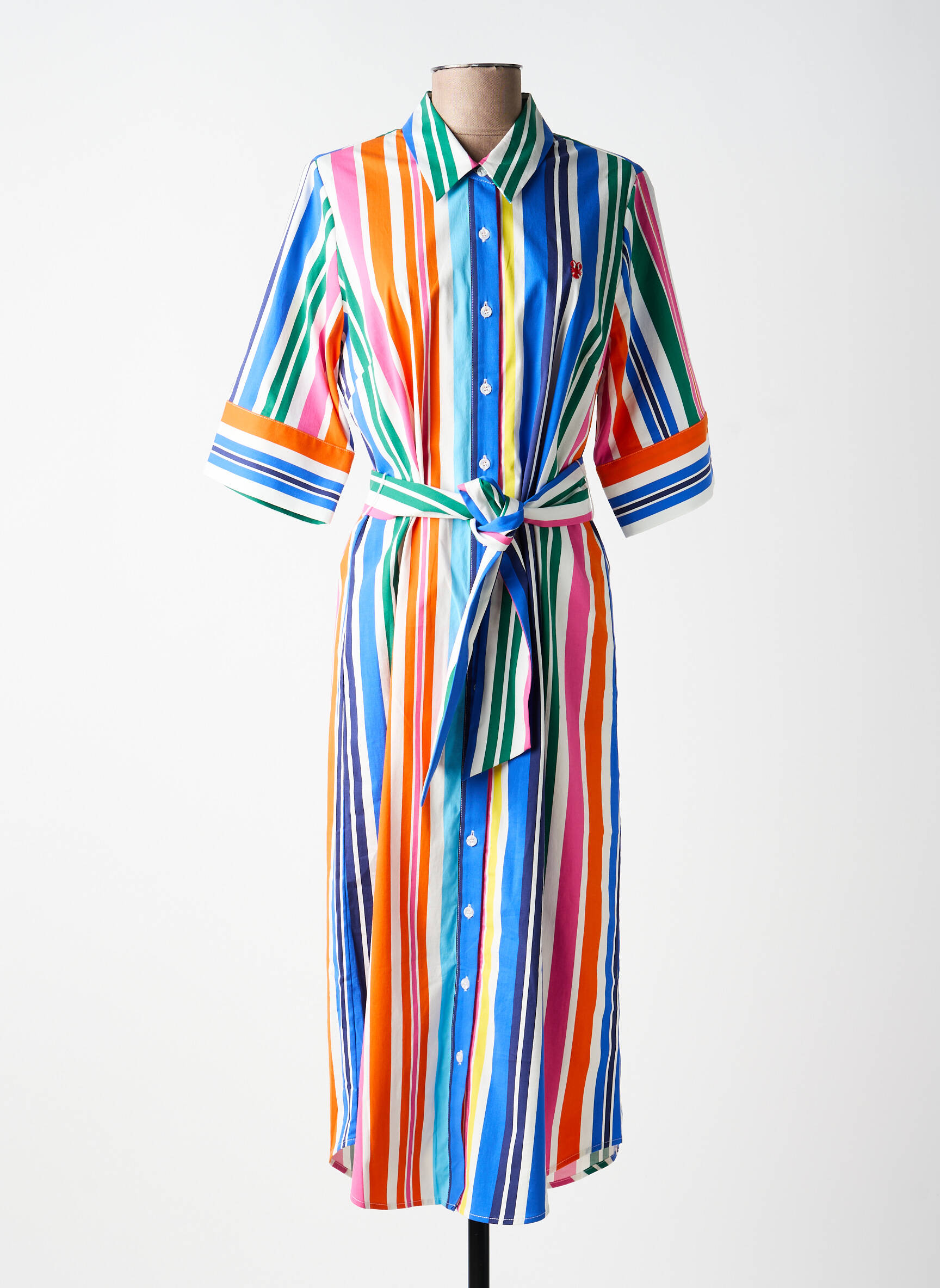 Robe mi-longue manches 3/4 manches 3/4 bleu K-DESIGN femme
