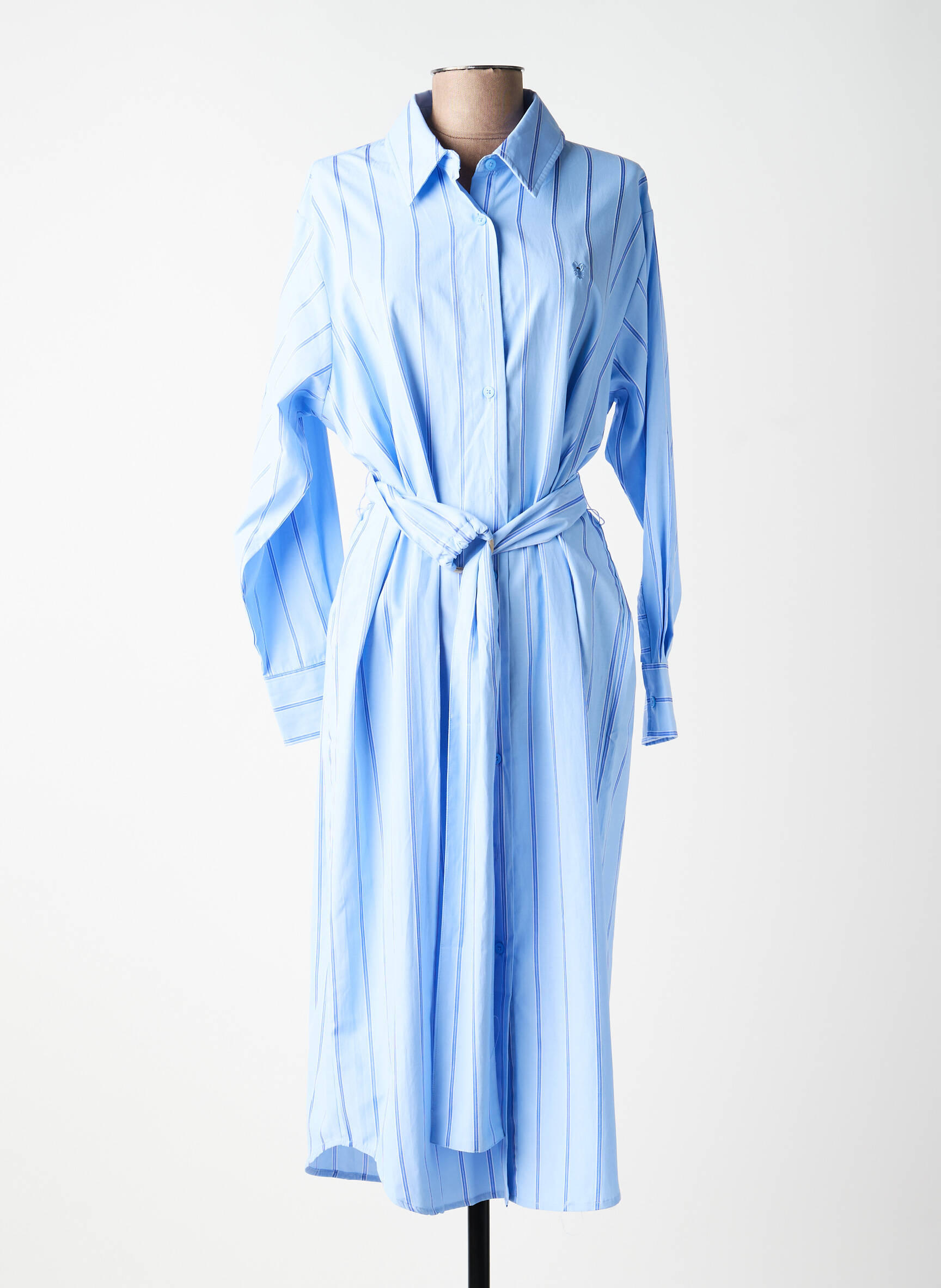 Robe mi-longue manches longues manches longues bleu K-DESIGN femme