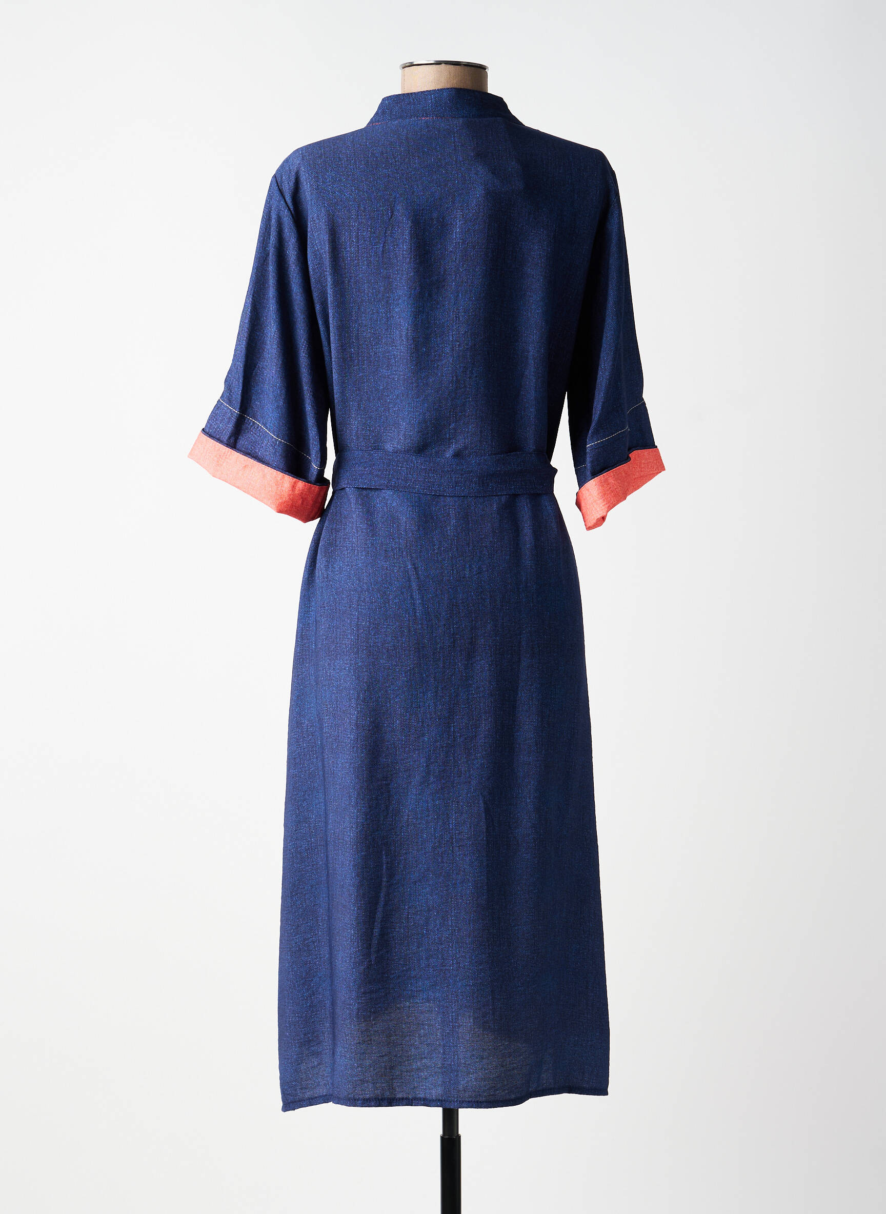 Robe mi-longue manches courtes manches courtes bleu SCORZZO femme