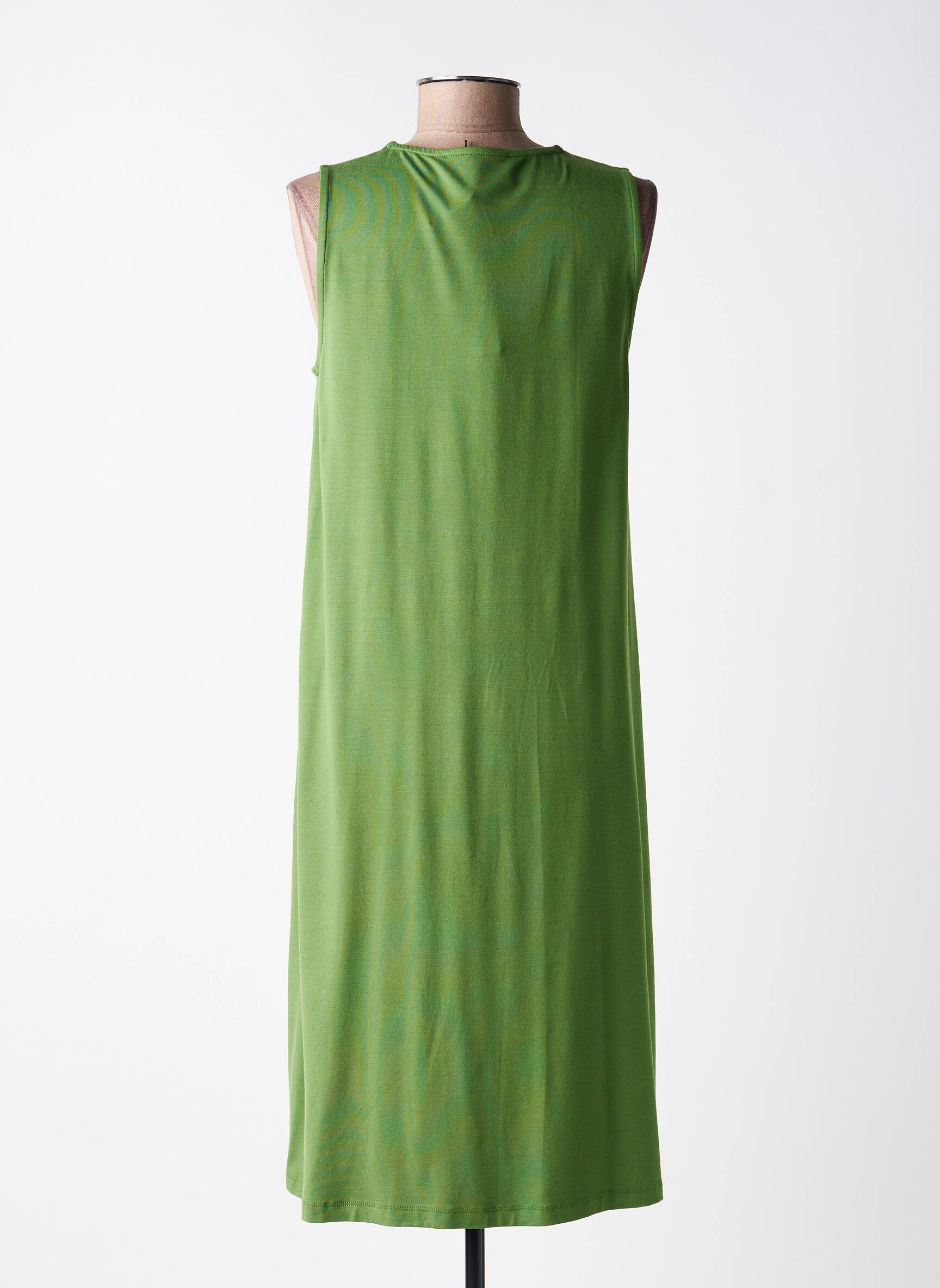 Robe mi-longue coupe fluide sans manche vert OZAI N KU femme