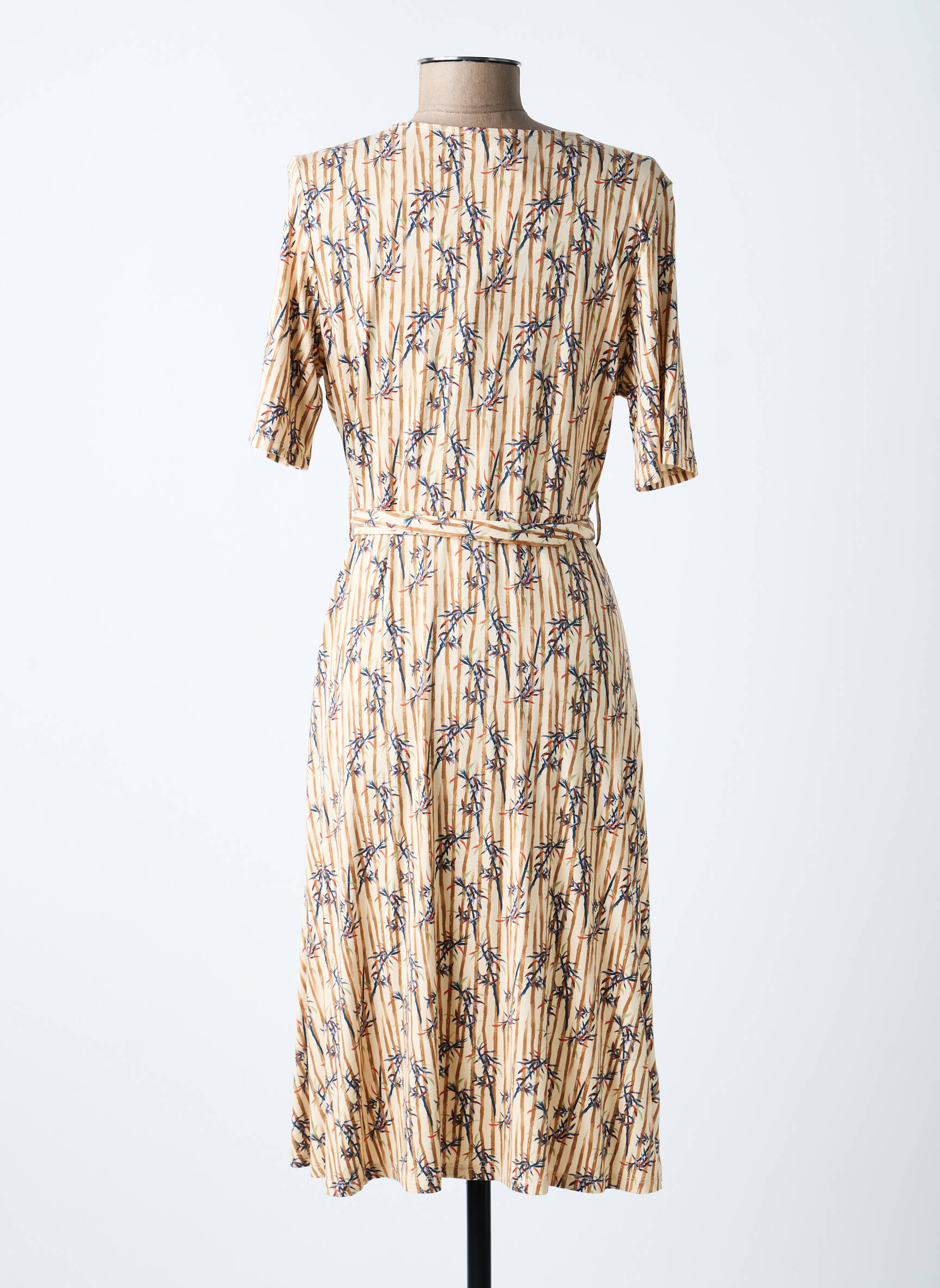 Robe mi-longue manches courtes manches courtes beige SURKANA femme