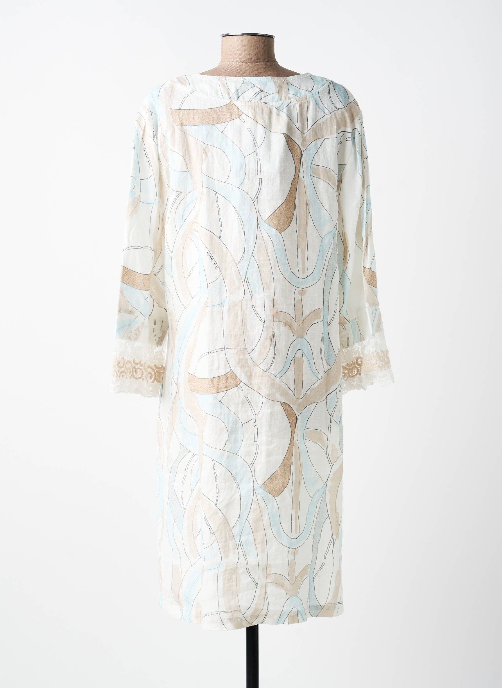 Robe mi-longue manches 3/4 manches 3/4 blanc ELISA CAVALETTI femme