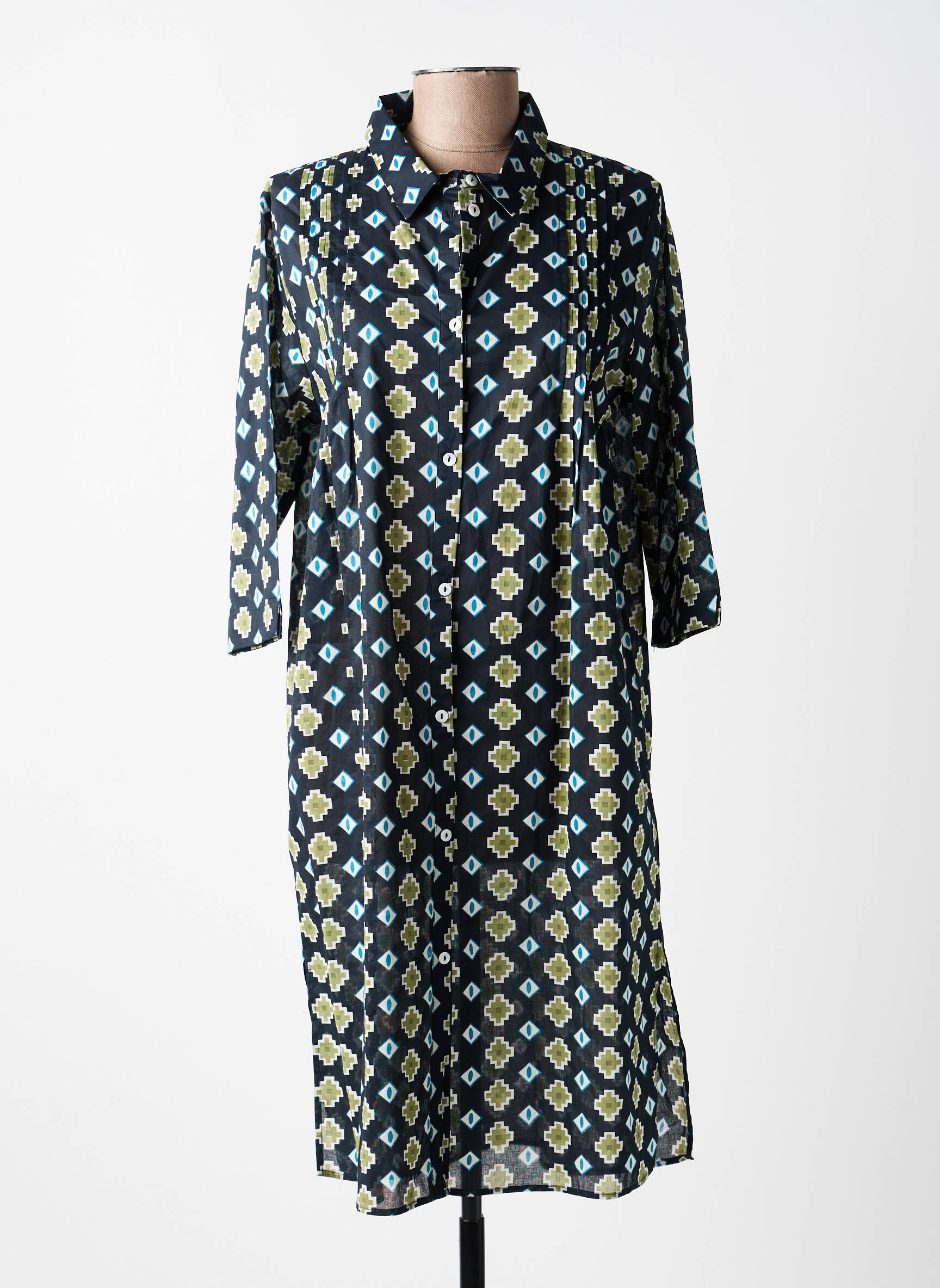 Robe mi-longue manches 3/4 manches 3/4 bleu ÉTYMOLOGIE femme