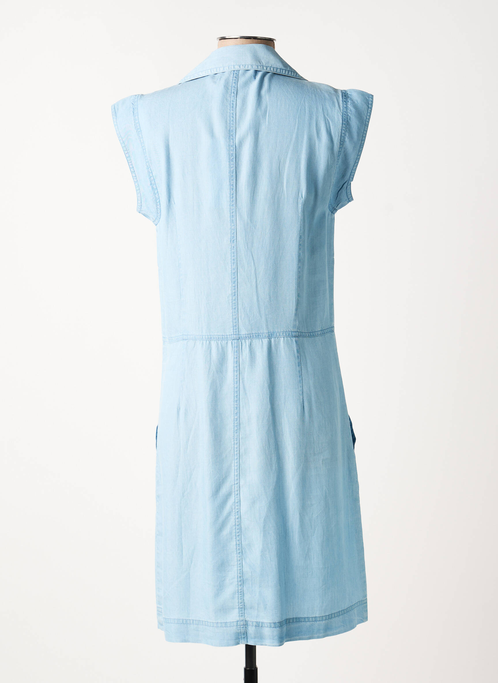 Robe mi-longue manches courtes manches courtes bleu EVA KAYAN femme