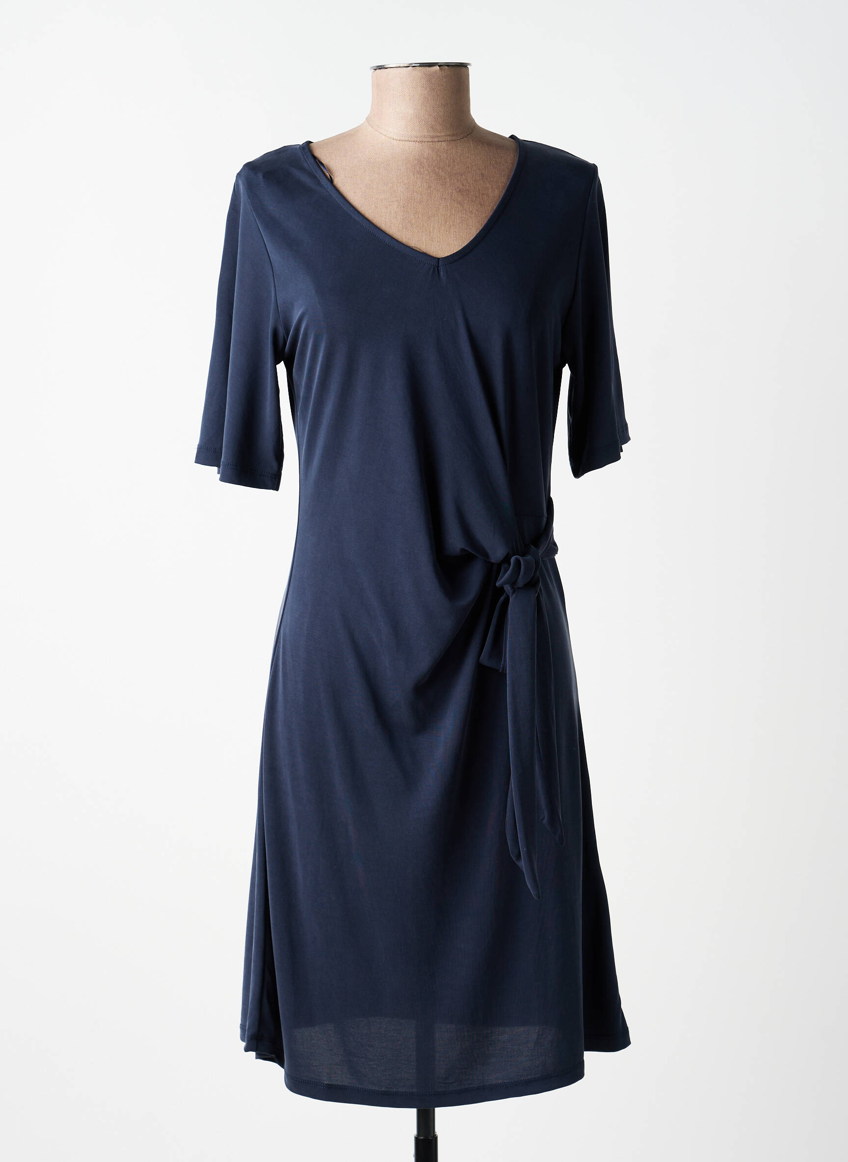 Robe mi-longue manches courtes manches courtes bleu ÉTYMOLOGIE femme