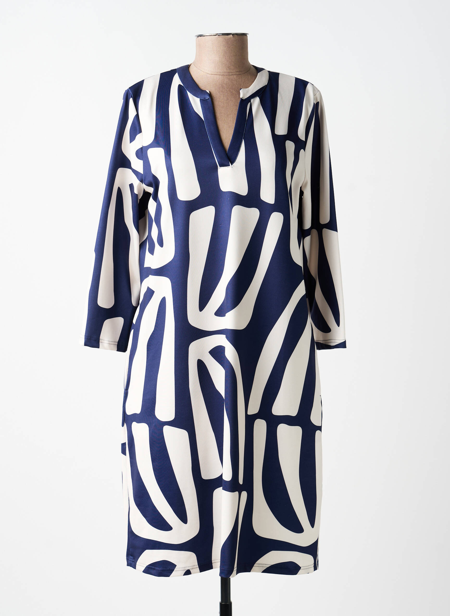 Robe mi-longue manches 3/4 manches 3/4 bleu TUZZI femme