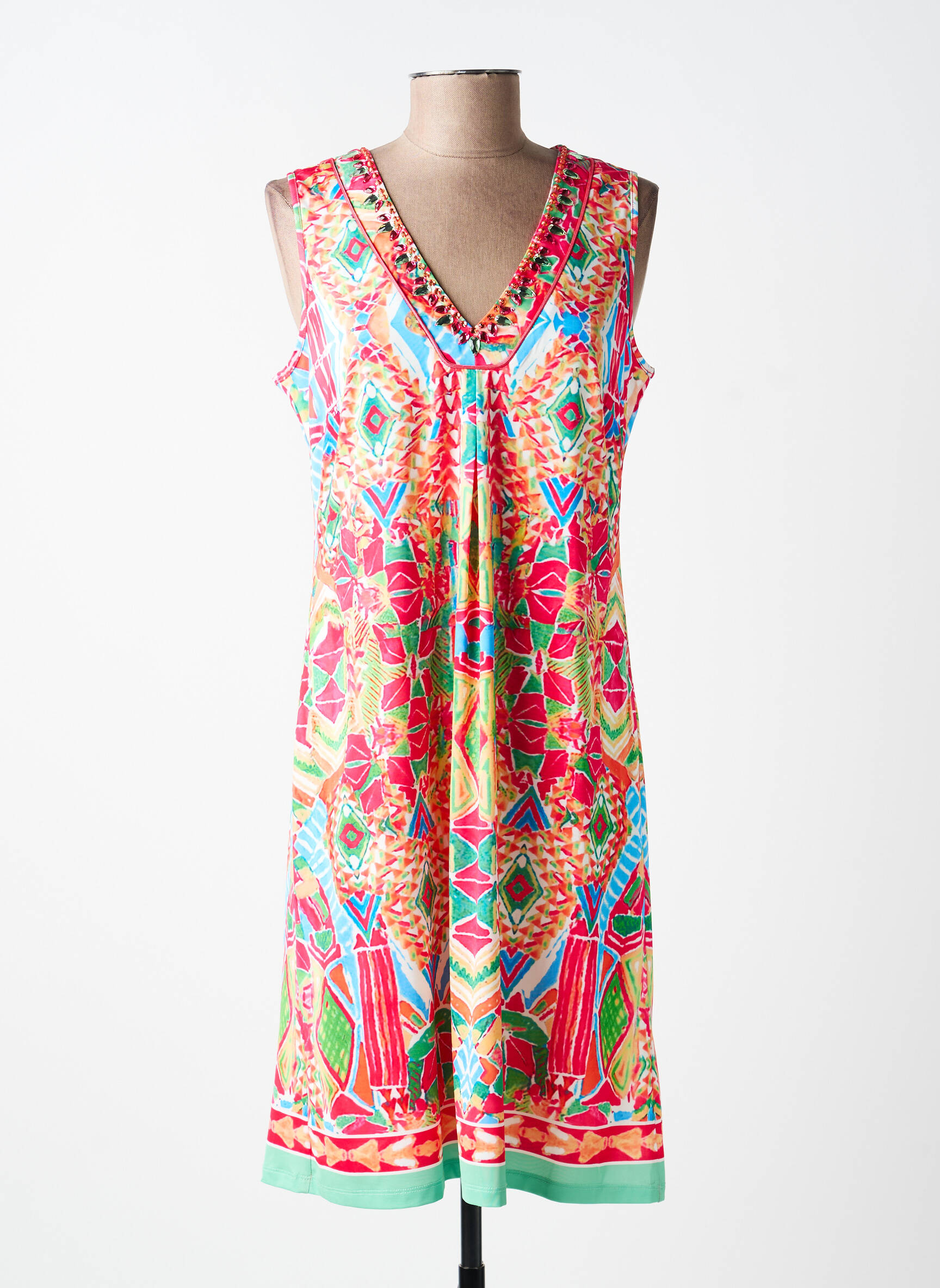 Robe mi-longue sans manche sans manche rouge K-DESIGN femme
