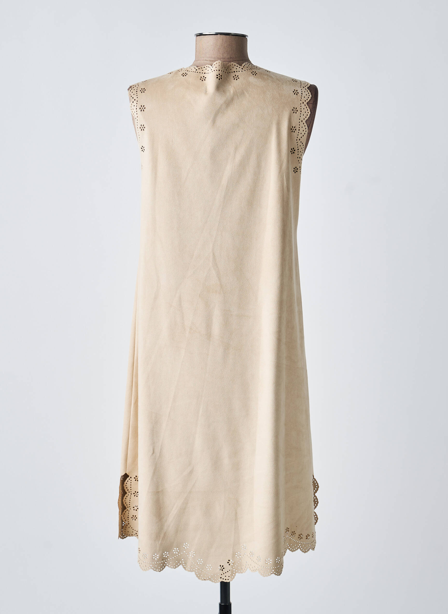 Robe courte sans manche sans manche beige TRICOT CHIC femme