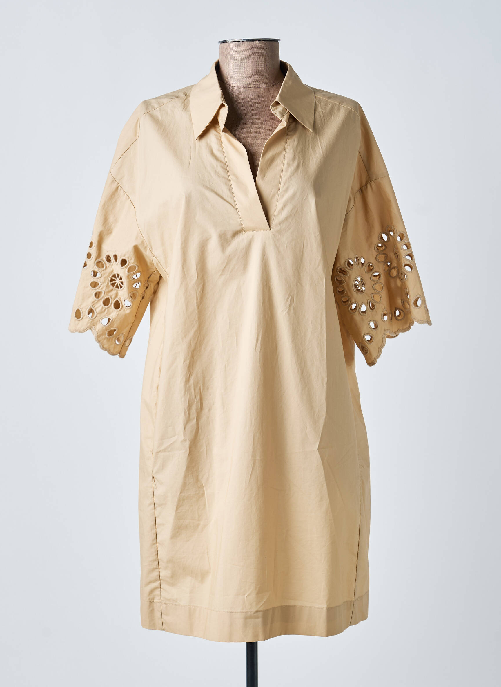 Robe courte manches courtes manches courtes beige RINO & PELLE femme