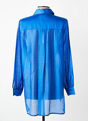 Chemisier tissage popeline manches longues bleu LEO & UGO femme