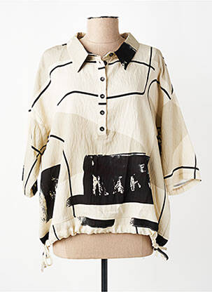 Blouse imprimé fantaisie manches 3/4 beige K femme