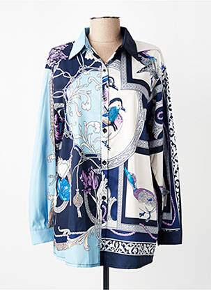 Chemisier imprimé fantaisie manches longues bleu LM LULU femme