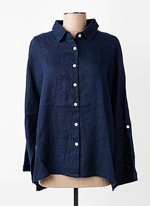 Chemisier tissage crêpe manches longues bleu K femme
