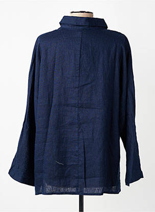 Chemisier tissage crêpe manches longues bleu K femme