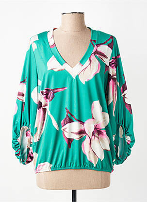 Top col v manches 3/4 vert K-DESIGN femme