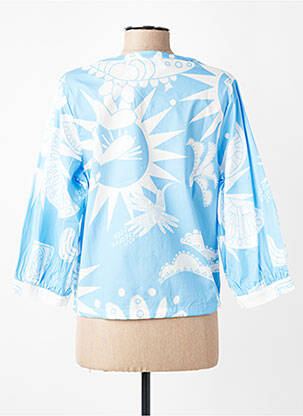 Blouse imprimé fantaisie manches 3/4 bleu K-DESIGN femme