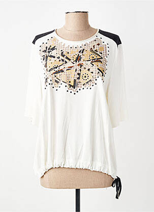 Top col rond manches 3/4 beige TRICOT CHIC femme
