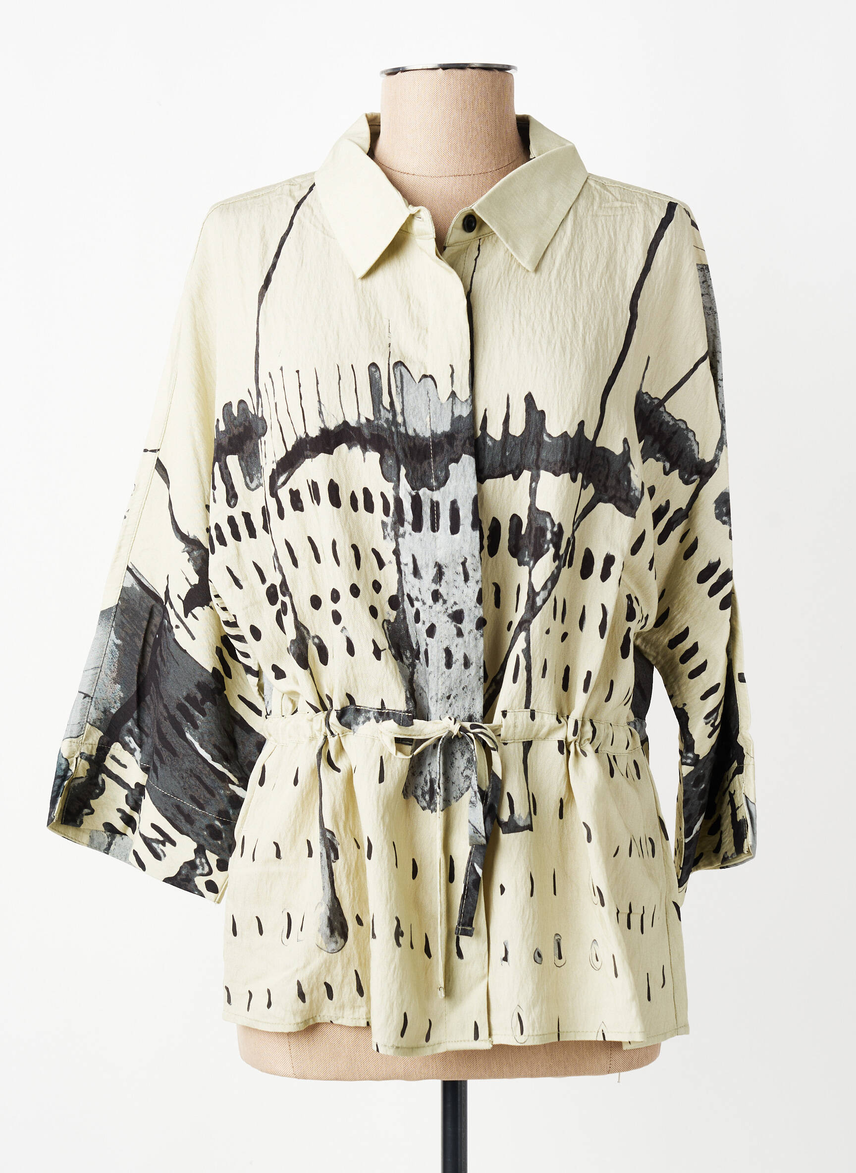Blouse imprimé fantaisie manches 3/4 vert K femme