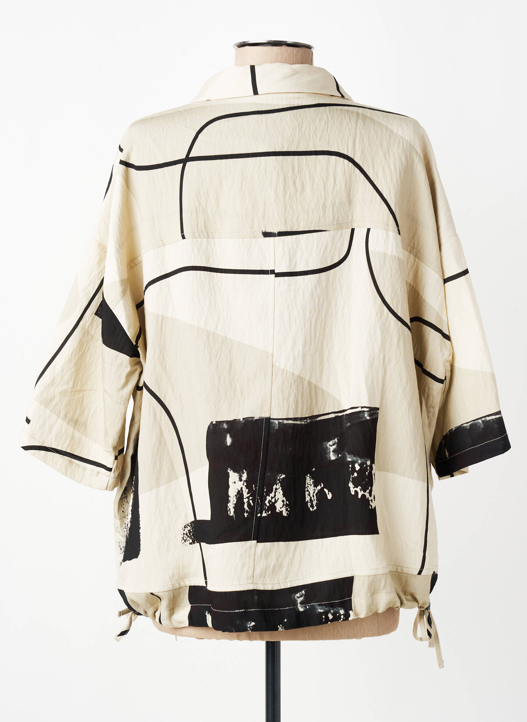 Blouse imprimé fantaisie manches 3/4 beige K femme