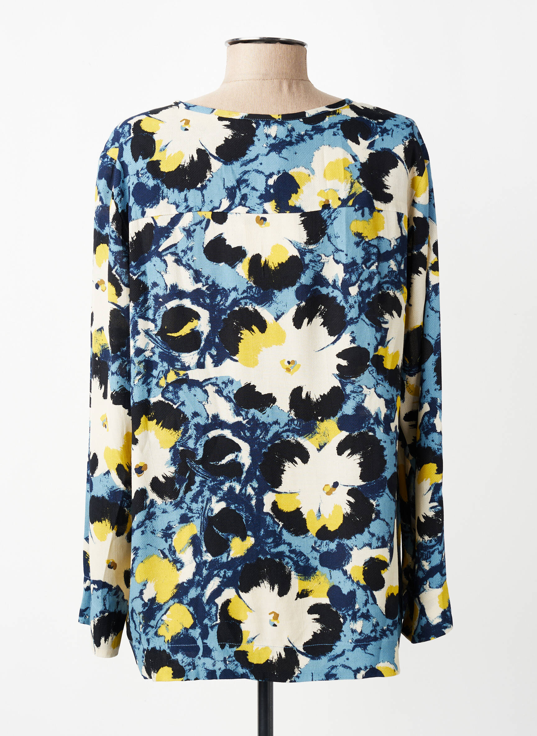 Blouse imprimé fantaisie manches longues bleu MASAI femme
