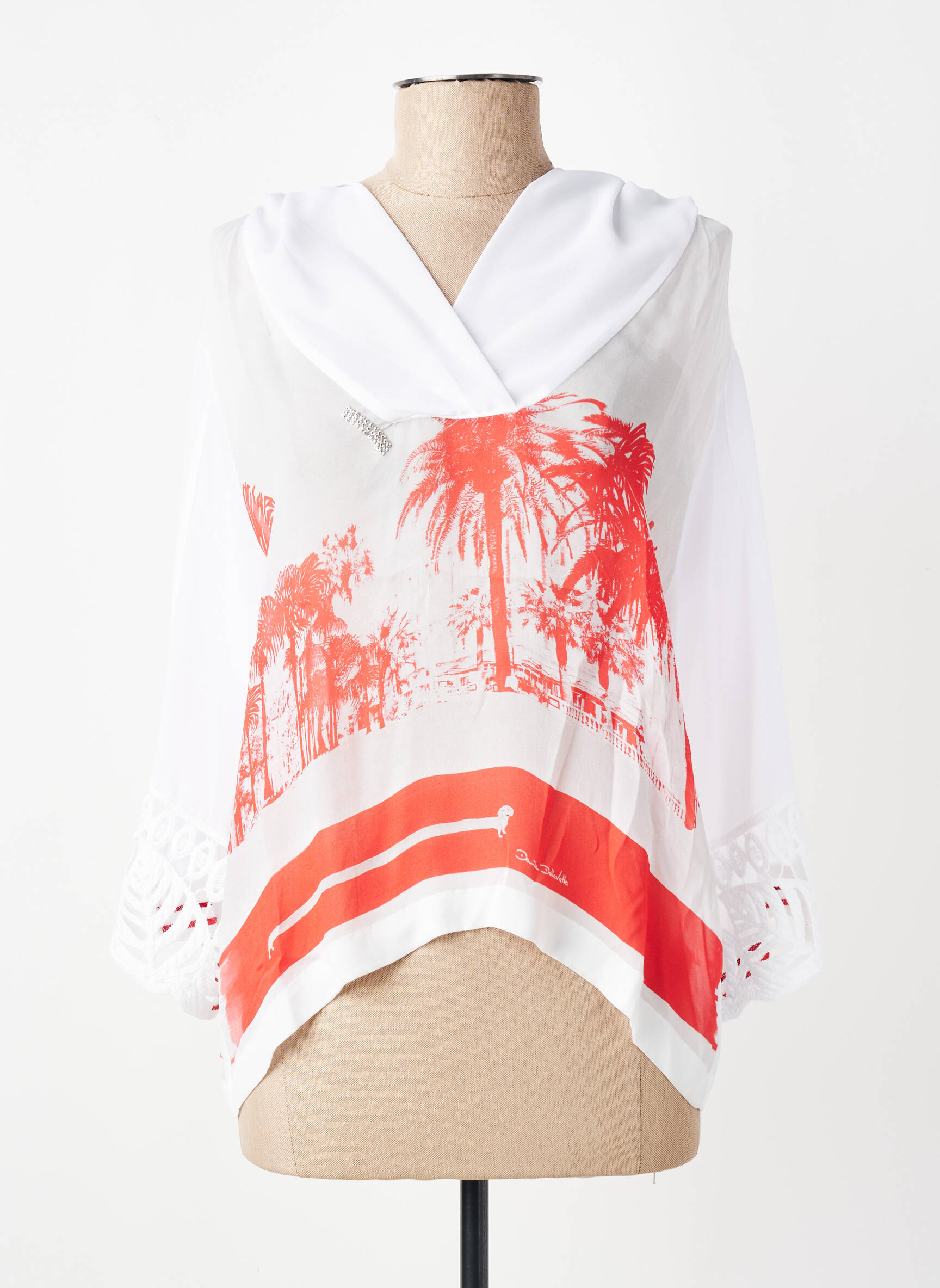 Top imprimé fantaisie manches 3/4 rouge ELISA CAVALETTI femme